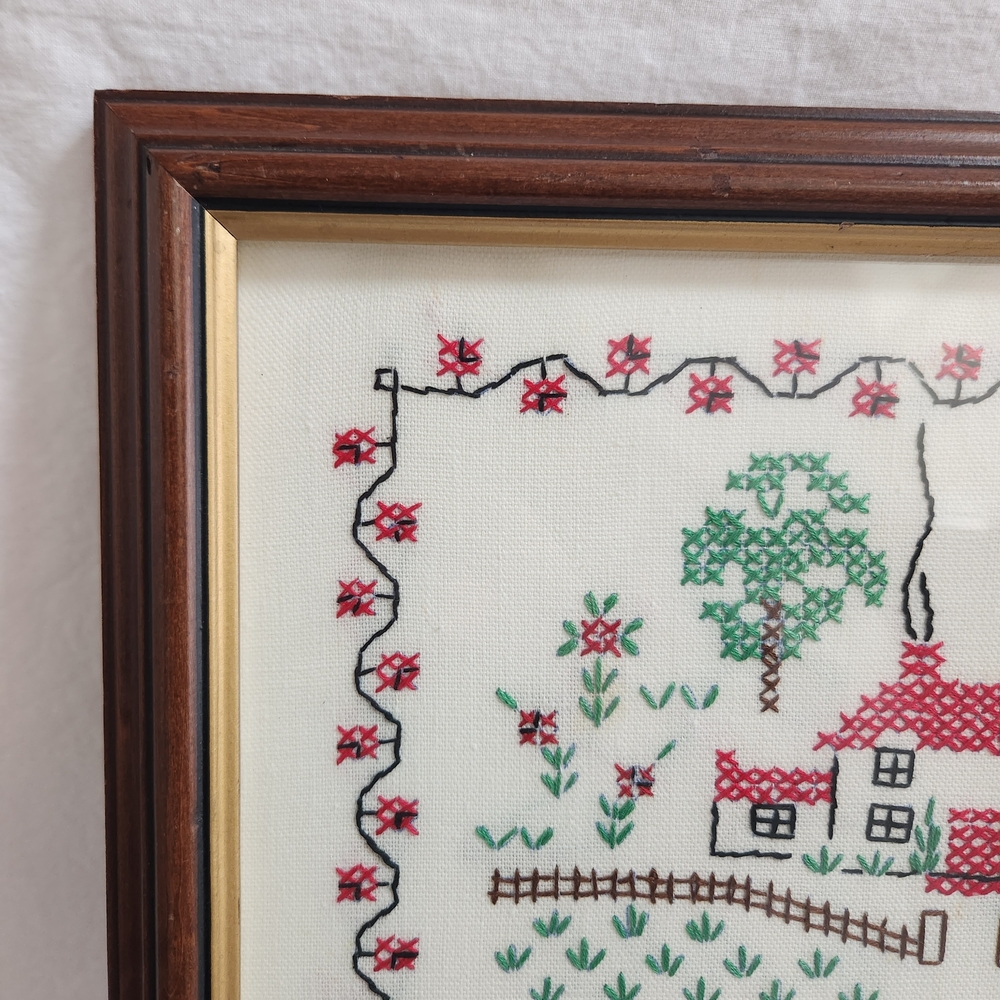 Vintage God Bless Home Completed Cross Stitch Sampler - Picture 2 of 13